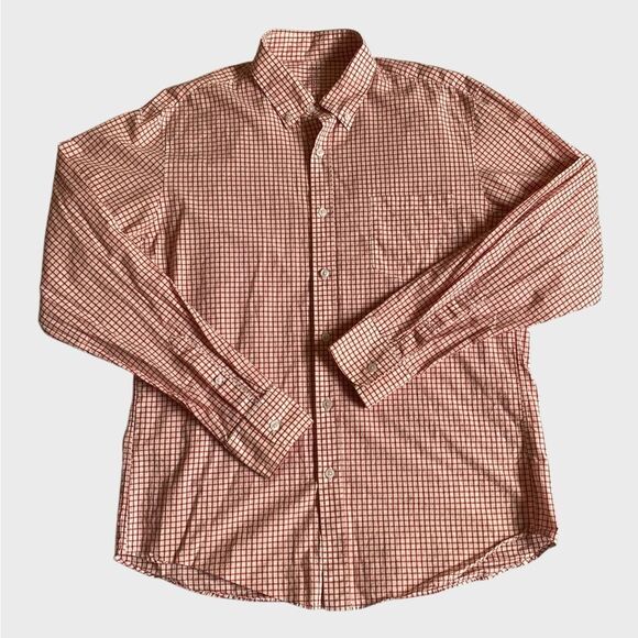 J. Crew Light Weight Button Down Shirt Men's Size L Slim Fit Check Red White - Picture 1 of 14